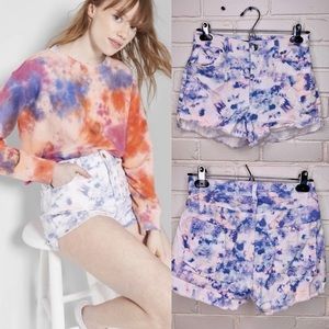 Purple Pink Tie Dye High Rise Cut Off Shorts 4